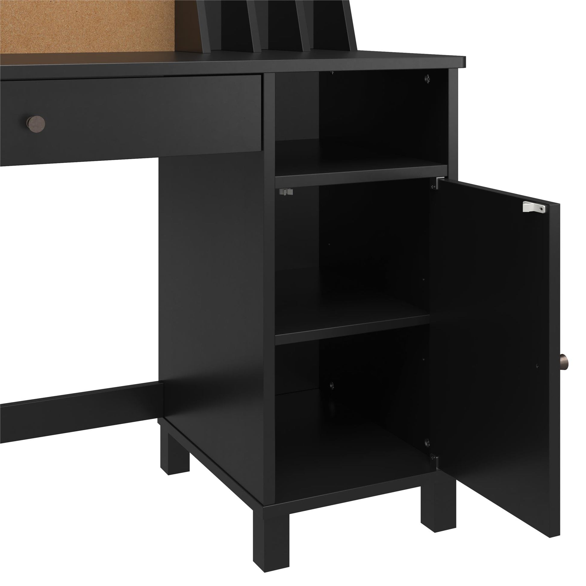 Abigail Kids Desk with Divided Storage Hutch and Chair - Black