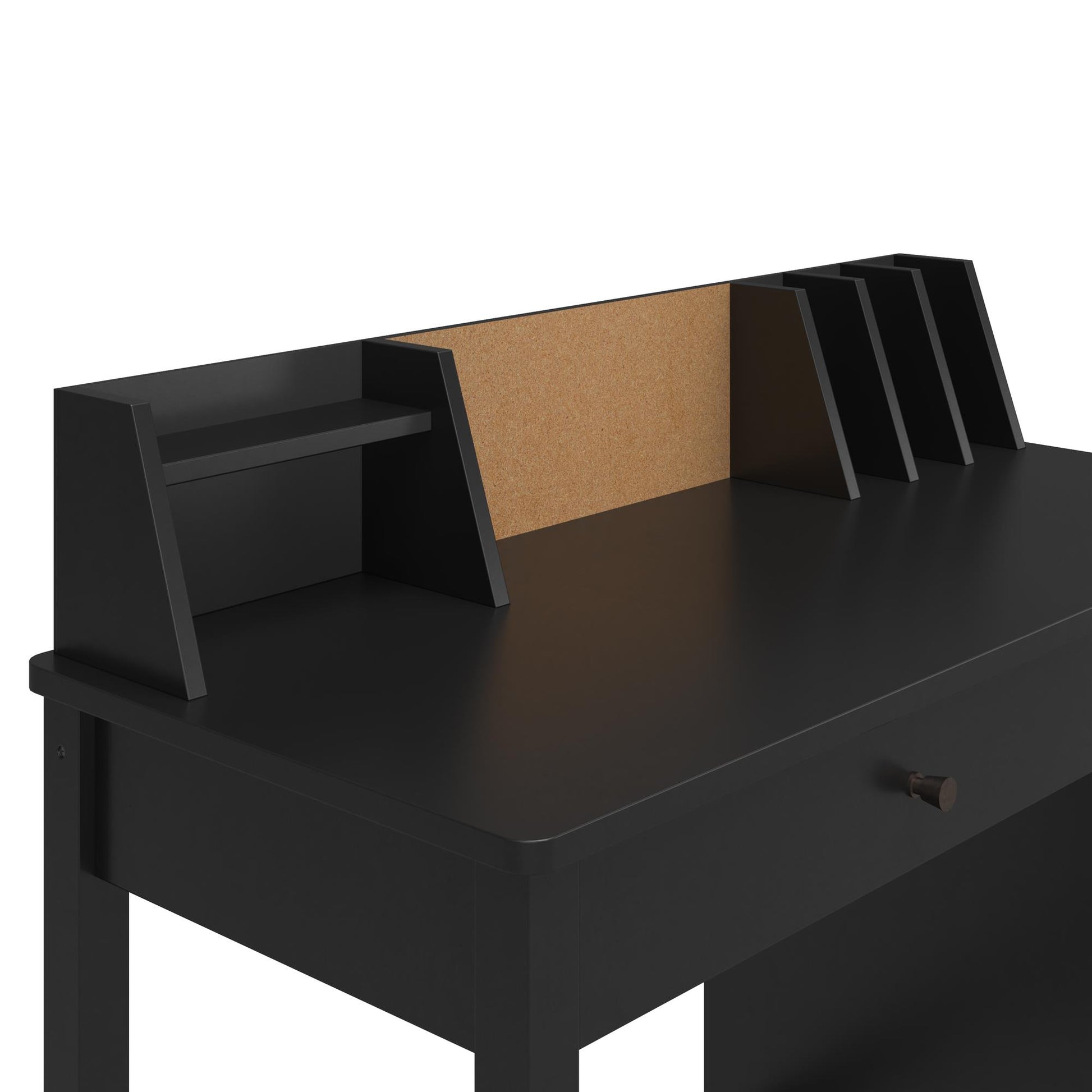 Abigail Kids Desk with Divided Storage Hutch and Chair - Black