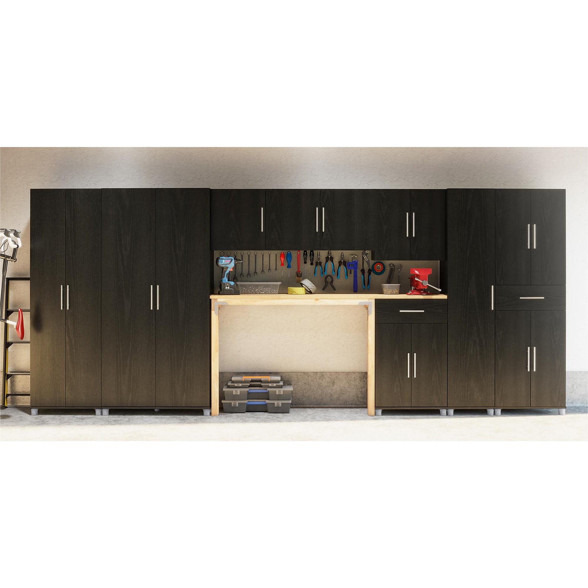 Camberly 4 Door/1 Drawer Storage Cabinet, Black Oak - Black Oak