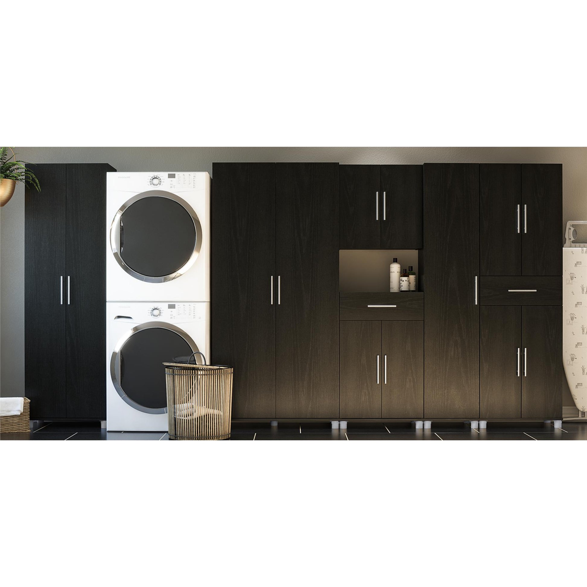 Camberly 4 Door/1 Drawer Storage Cabinet, Black Oak - Black Oak