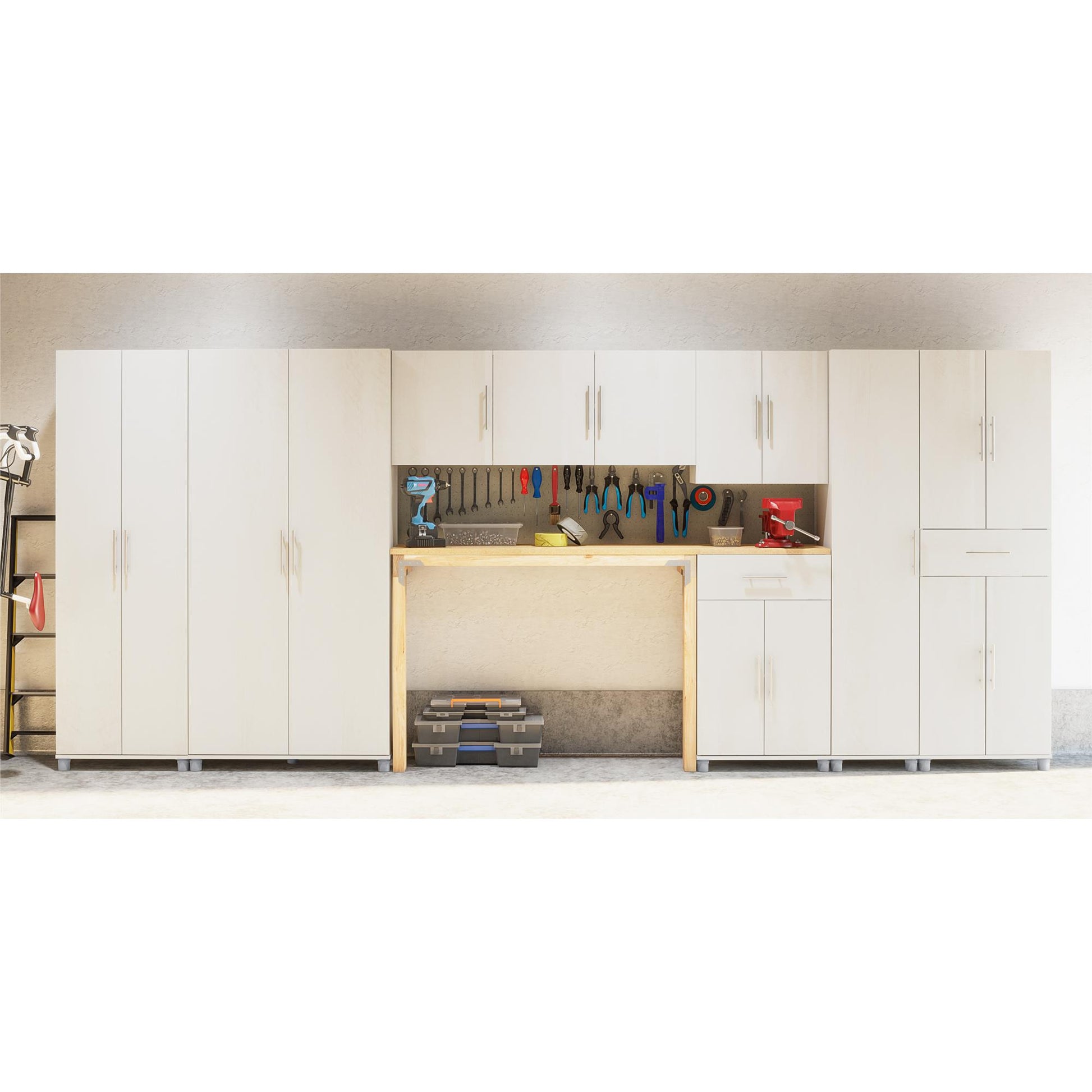 Camberly 4 Door/1 Drawer Storage Cabinet, Ivory Oak - Ivory Oak