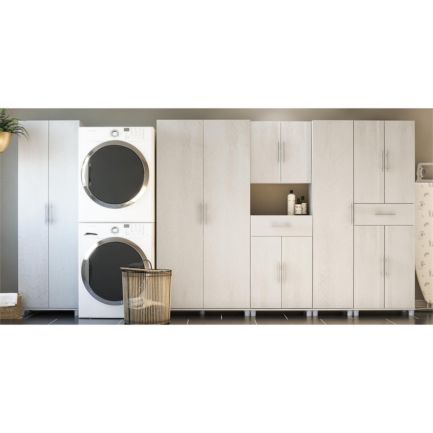 Camberly 4 Door/1 Drawer Storage Cabinet, Ivory Oak - Ivory Oak