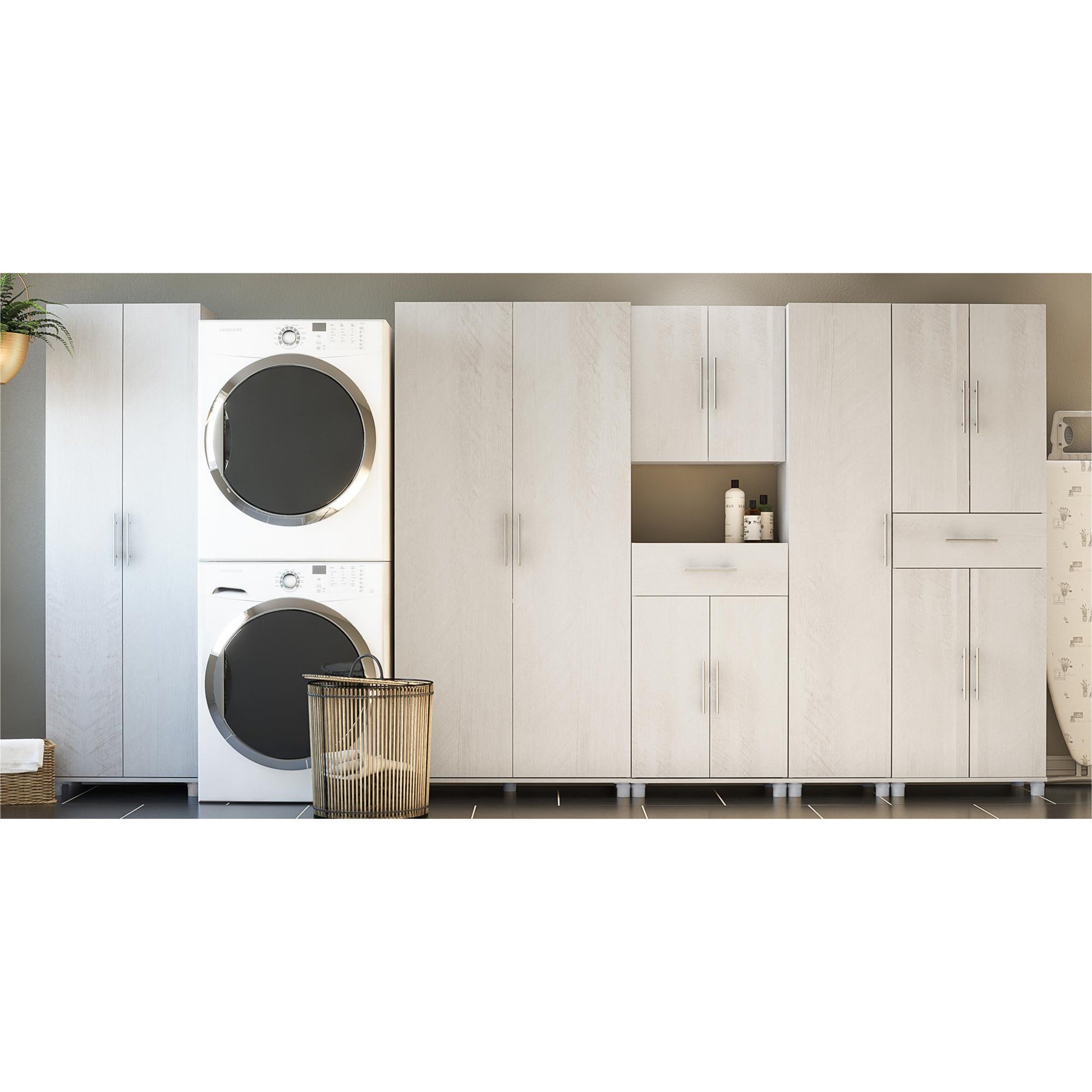 Camberly 4 Door/1 Drawer Storage Cabinet, Ivory Oak - Ivory Oak
