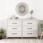 Bassinger 6 Drawer Bedroom Dresser with Pewter Handles - Ivory Oak