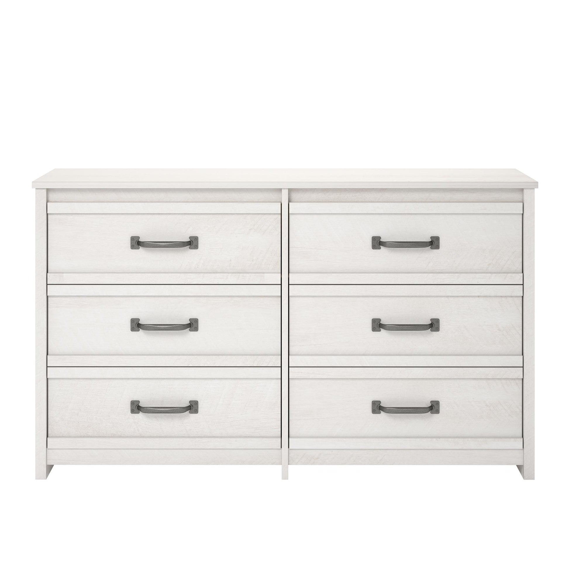 Bassinger 6 Drawer Bedroom Dresser with Pewter Handles - Ivory Oak