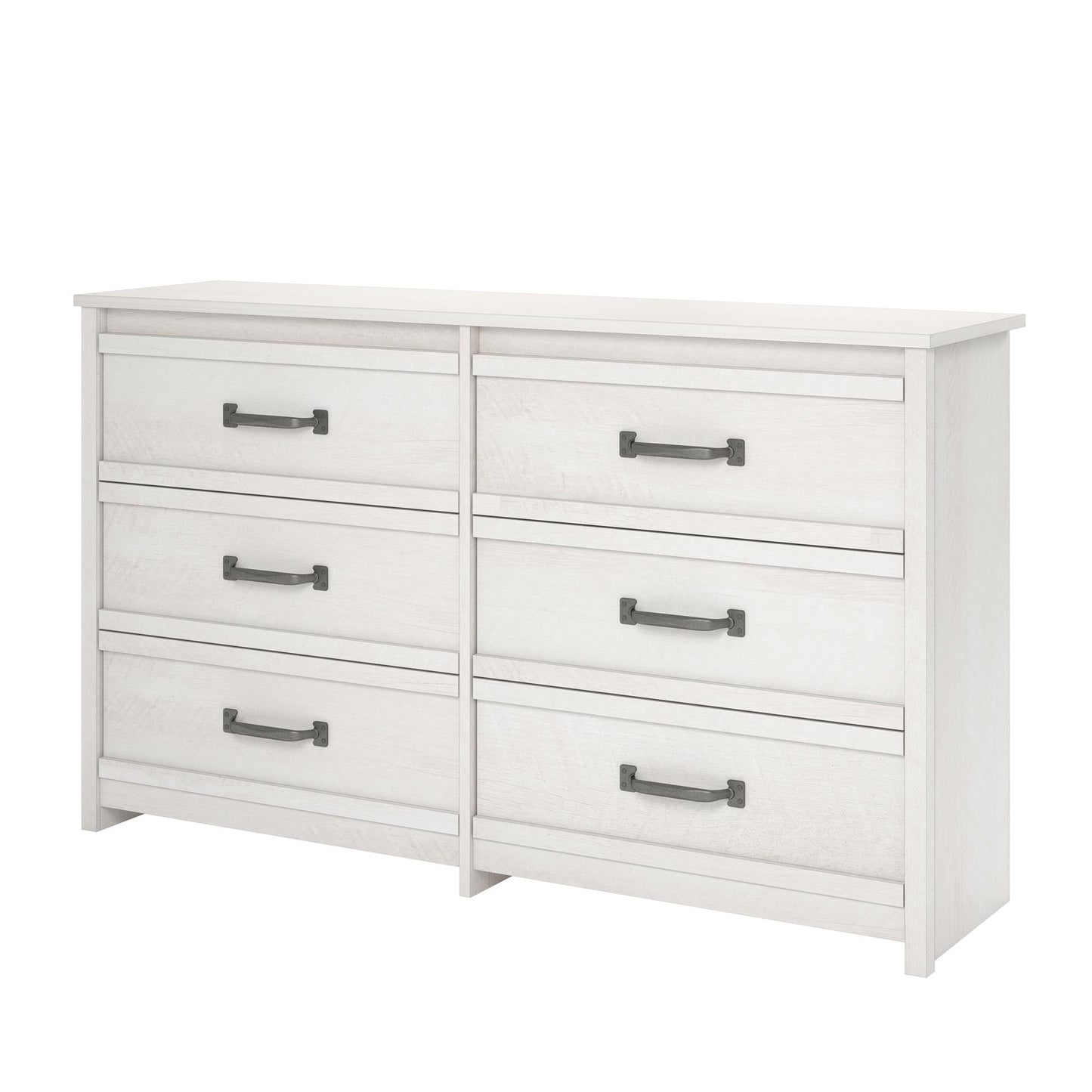 Bassinger 6 Drawer Bedroom Dresser with Pewter Handles - Ivory Oak
