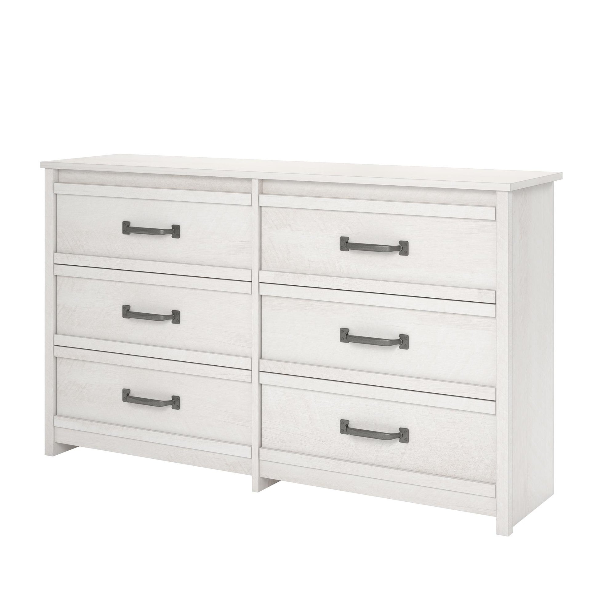 Bassinger 6 Drawer Bedroom Dresser with Pewter Handles - Ivory Oak