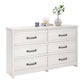 Bassinger 6 Drawer Bedroom Dresser with Pewter Handles - Ivory Oak