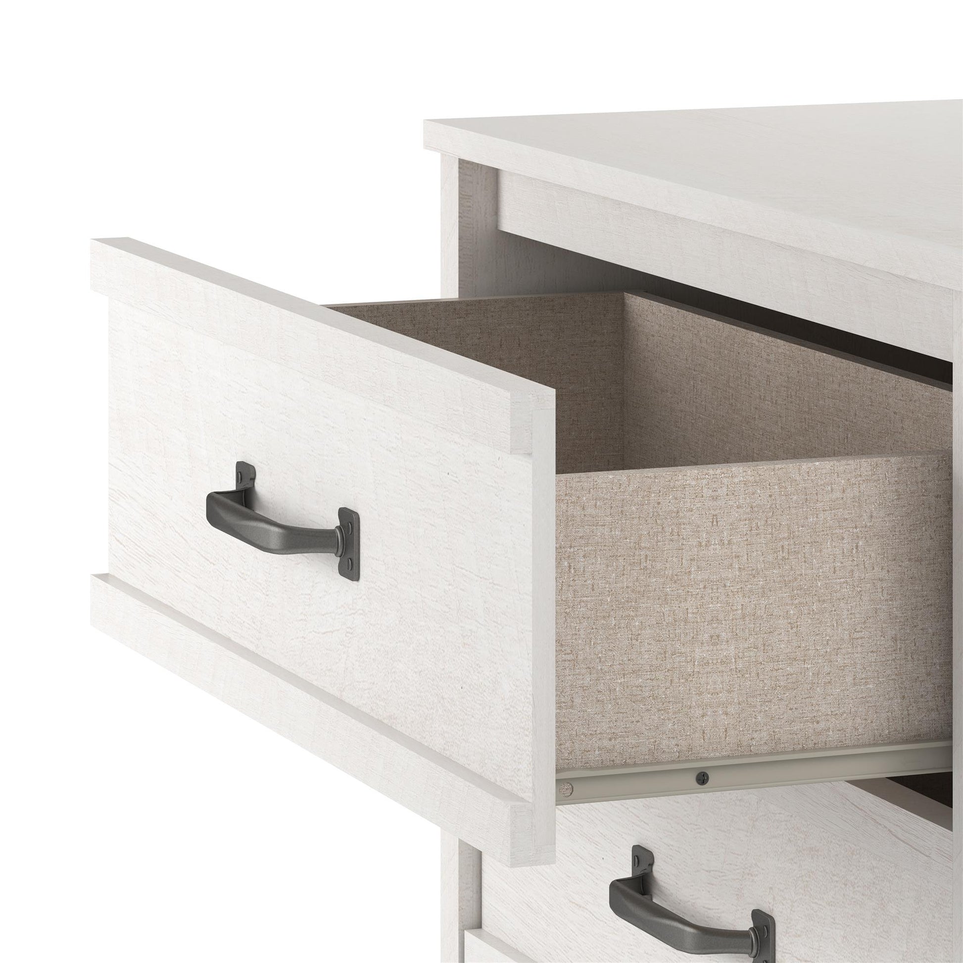 Bassinger 6 Drawer Bedroom Dresser with Pewter Handles - Ivory Oak