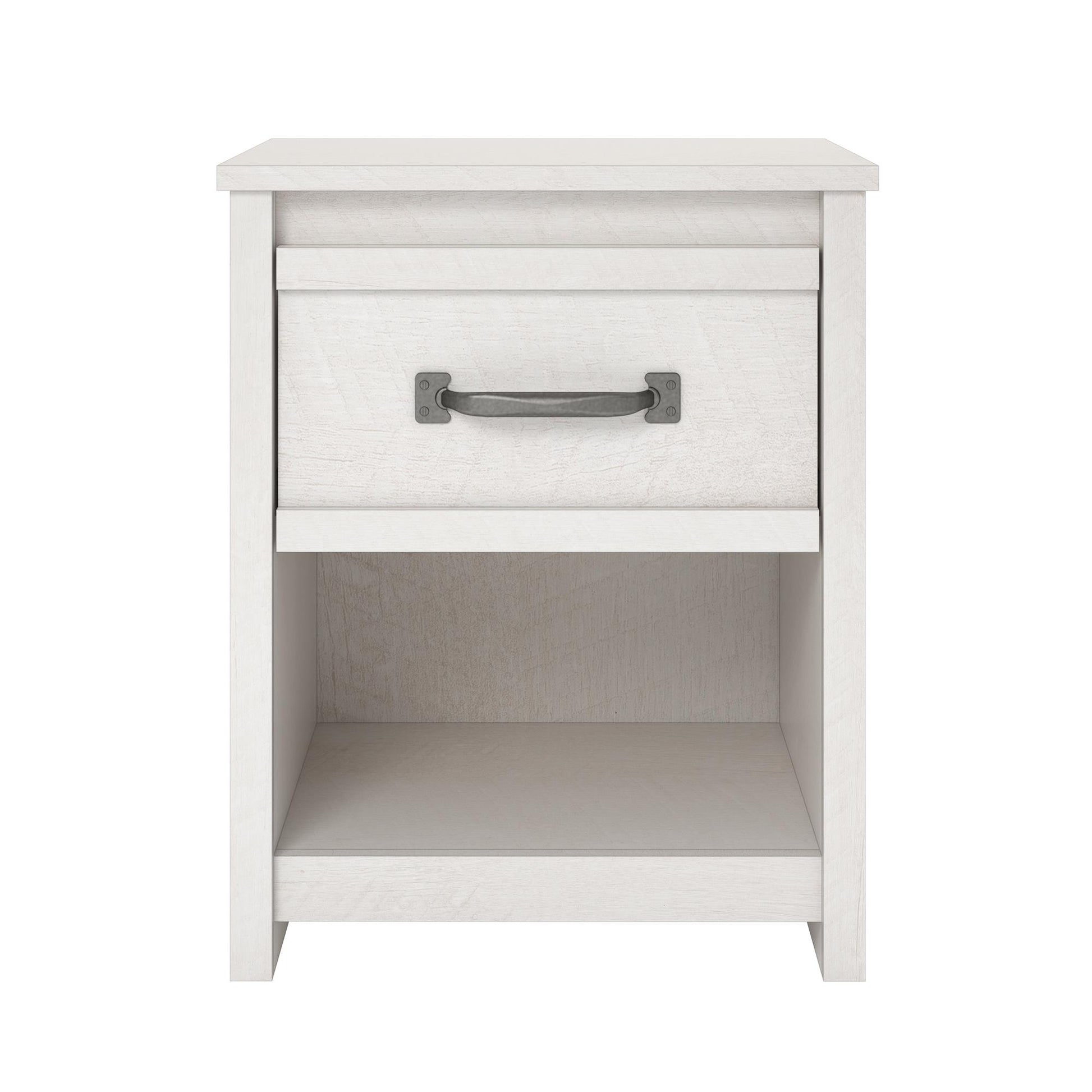 Bassinger 1 Drawer Bedroom Nightstand with Pewter Handles - Ivory Oak