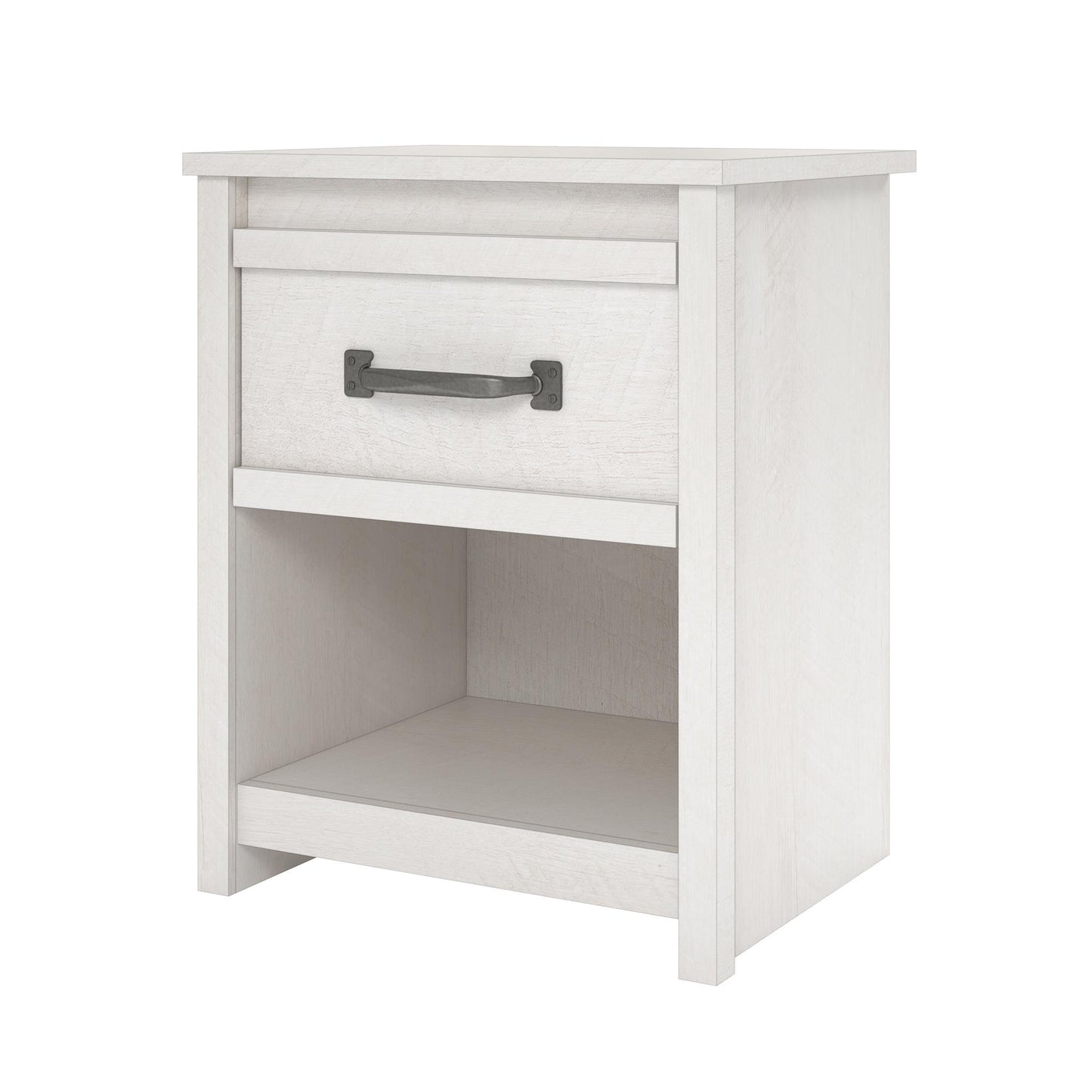 Bassinger 1 Drawer Bedroom Nightstand with Pewter Handles - Ivory Oak