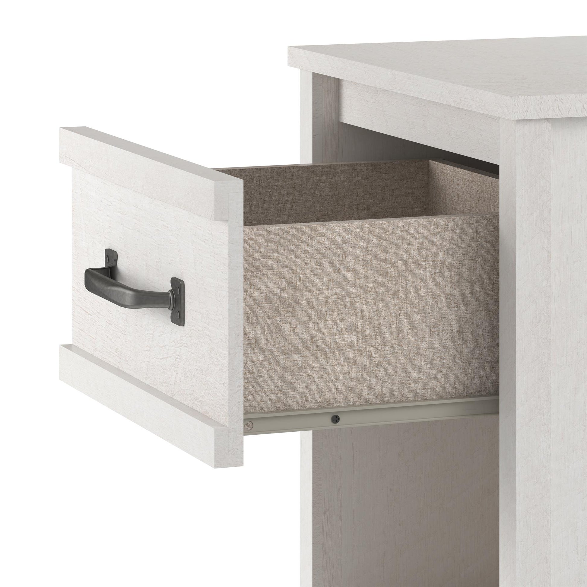 Bassinger 1 Drawer Bedroom Nightstand with Pewter Handles - Ivory Oak