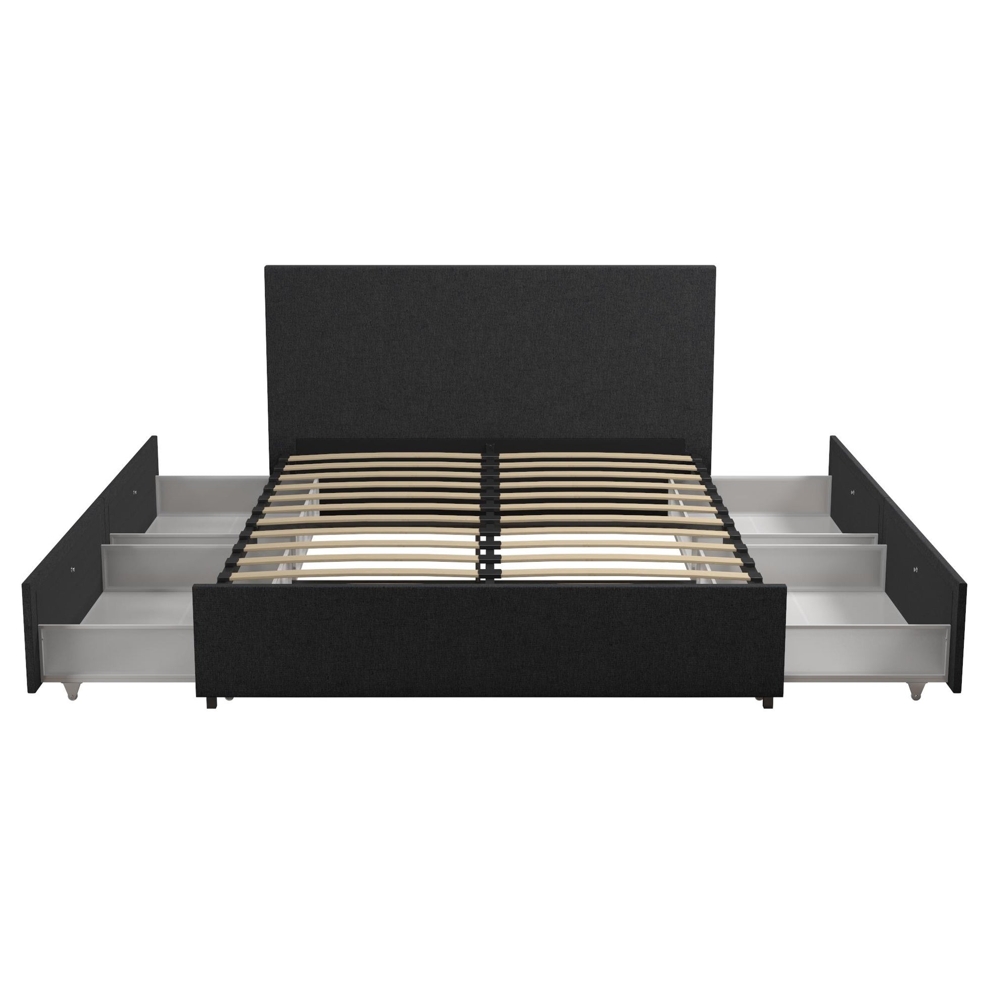 Kelly Upholstered Bed with Storage - Dark Gray Linen - Queen