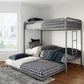 Triple Metal Twin over Twin Bunk Bed with Trundle and Integrated Ladder - Gray - Twin-Over-Twin