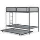 Triple Metal Twin over Twin Bunk Bed with Trundle and Integrated Ladder - Gray - Twin-Over-Twin