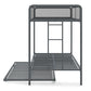 Triple Metal Twin over Twin Bunk Bed with Trundle and Integrated Ladder - Gray - Twin-Over-Twin