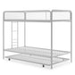 Triple Metal Twin over Twin Bunk Bed with Trundle and Integrated Ladder - White - Twin-Over-Twin