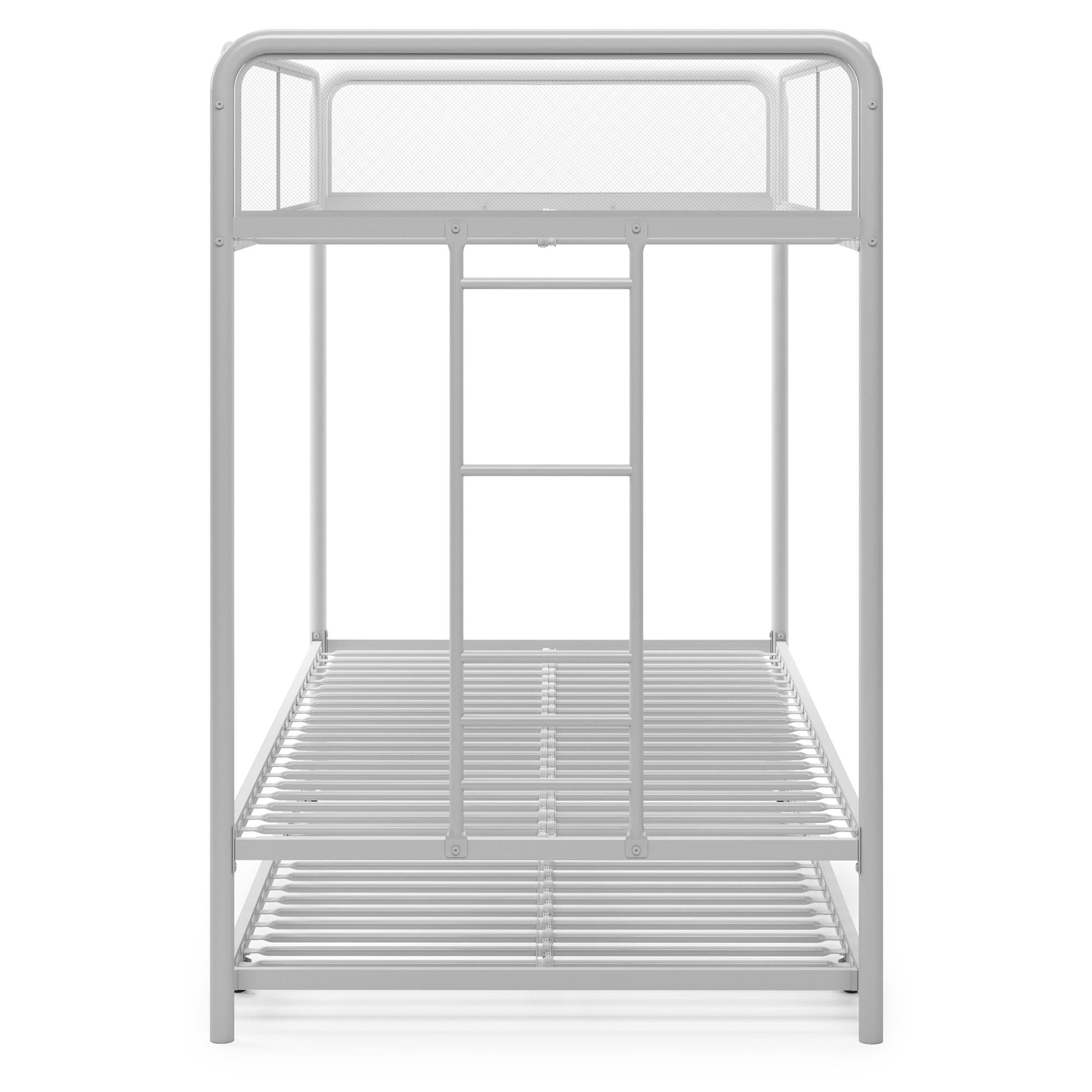 Triple Metal Twin over Twin Bunk Bed with Trundle and Integrated Ladder - White - Twin-Over-Twin