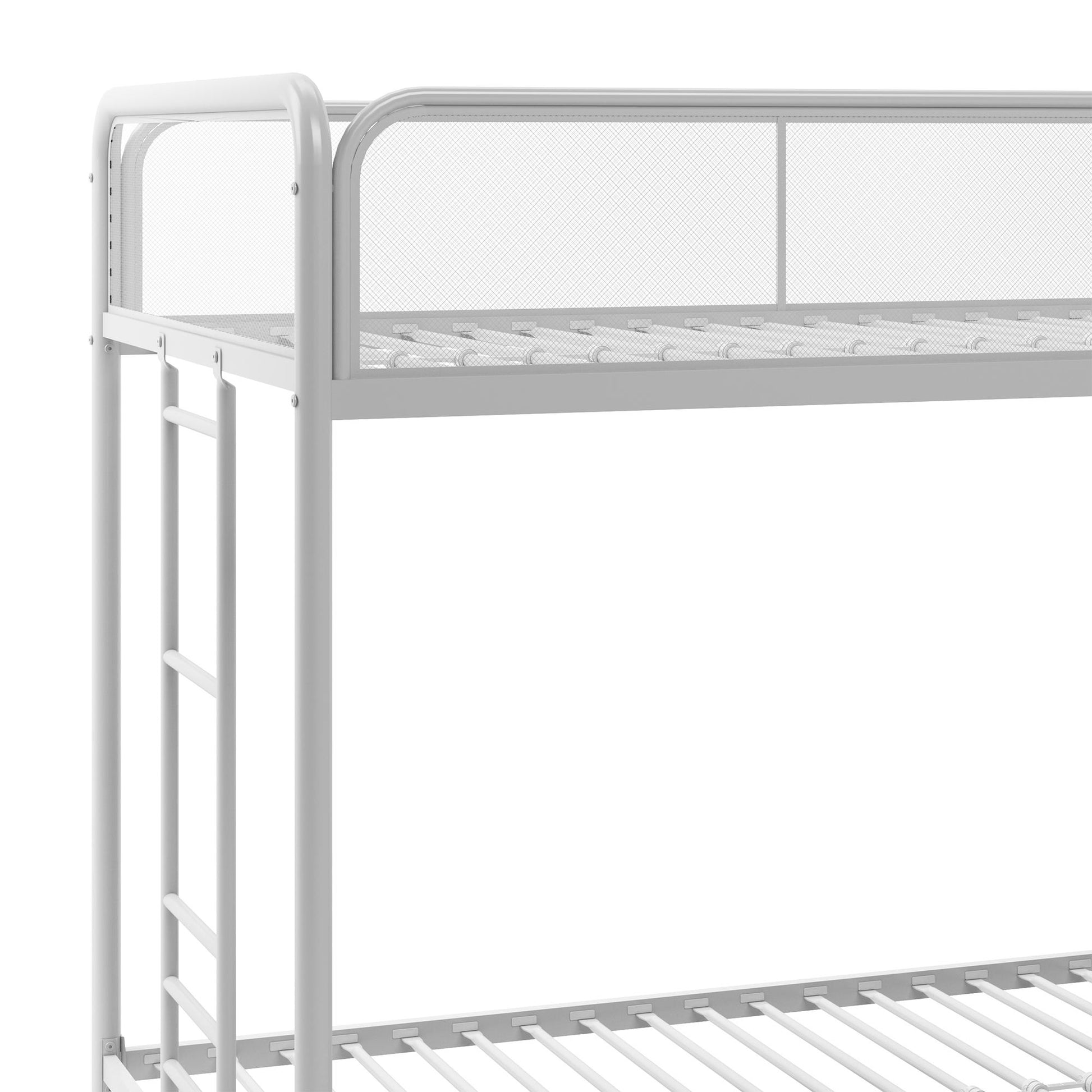 Triple Metal Twin over Twin Bunk Bed with Trundle and Integrated Ladder - White - Twin-Over-Twin
