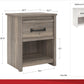 Bassinger 1 Drawer Bedroom Nightstand with Pewter Handles - Ivory Oak
