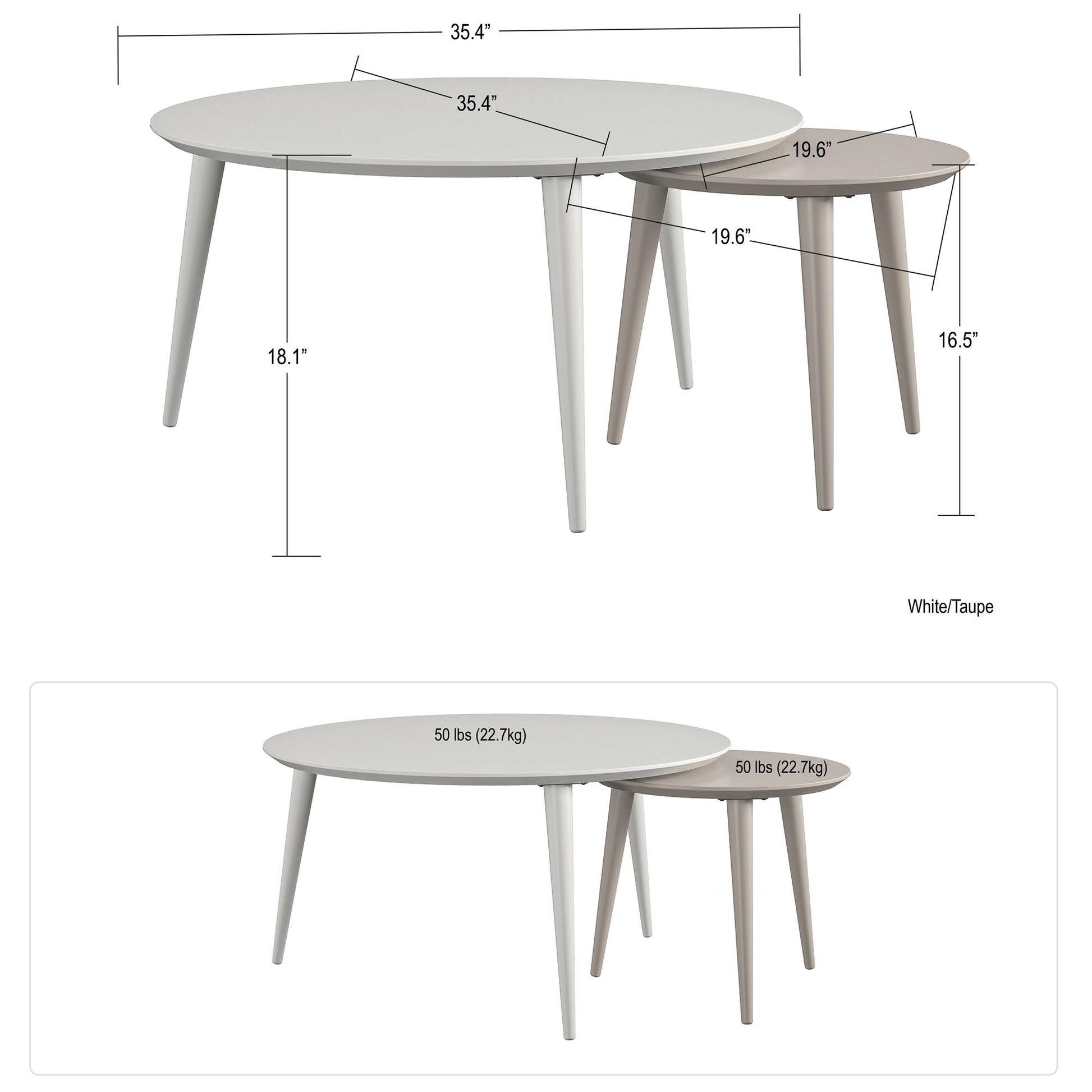 CosmoLiving by Cosmopolitan Carnegie Nesting Tables - White