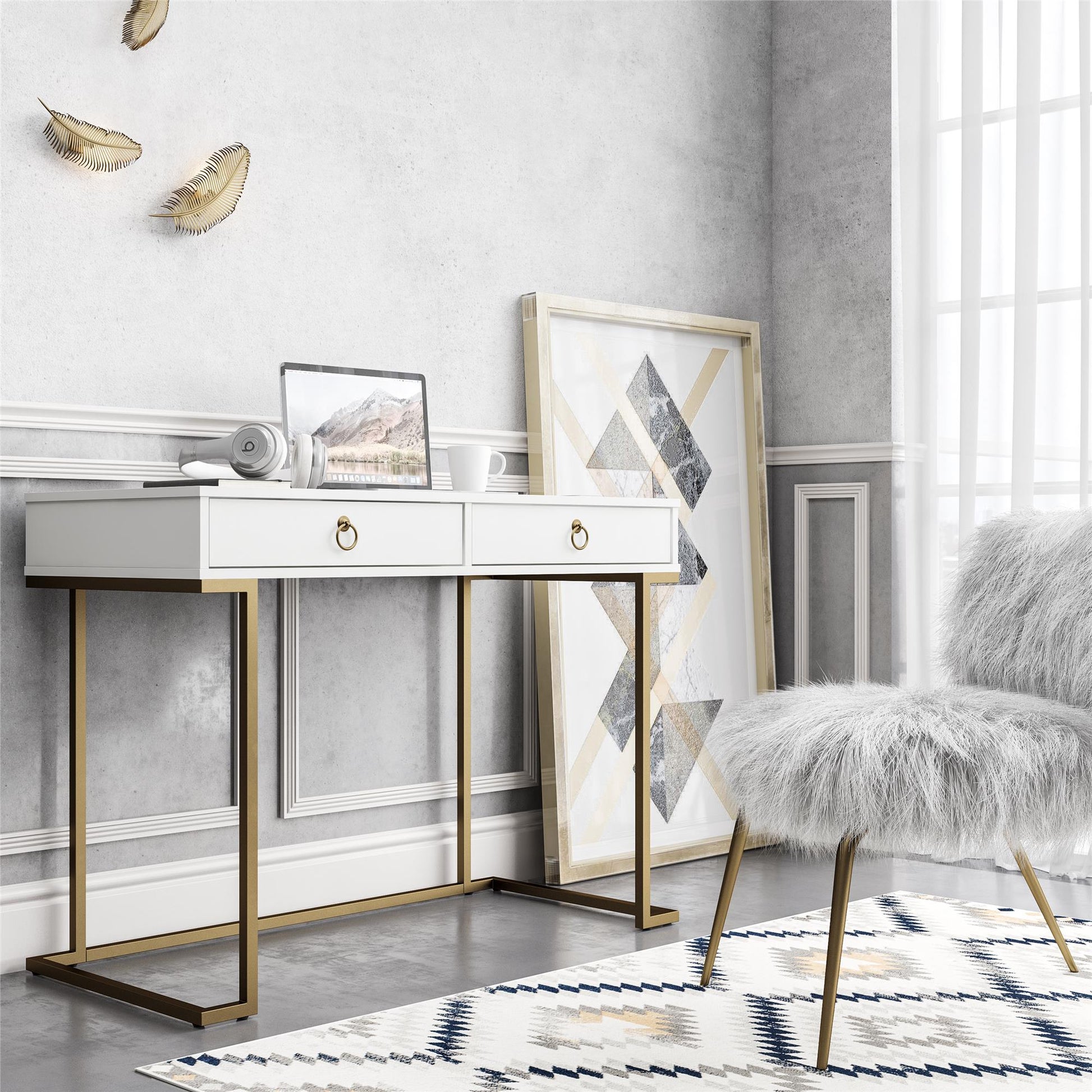 CosmoLiving by Cosmopolitan Camila Writing Desk, White - White