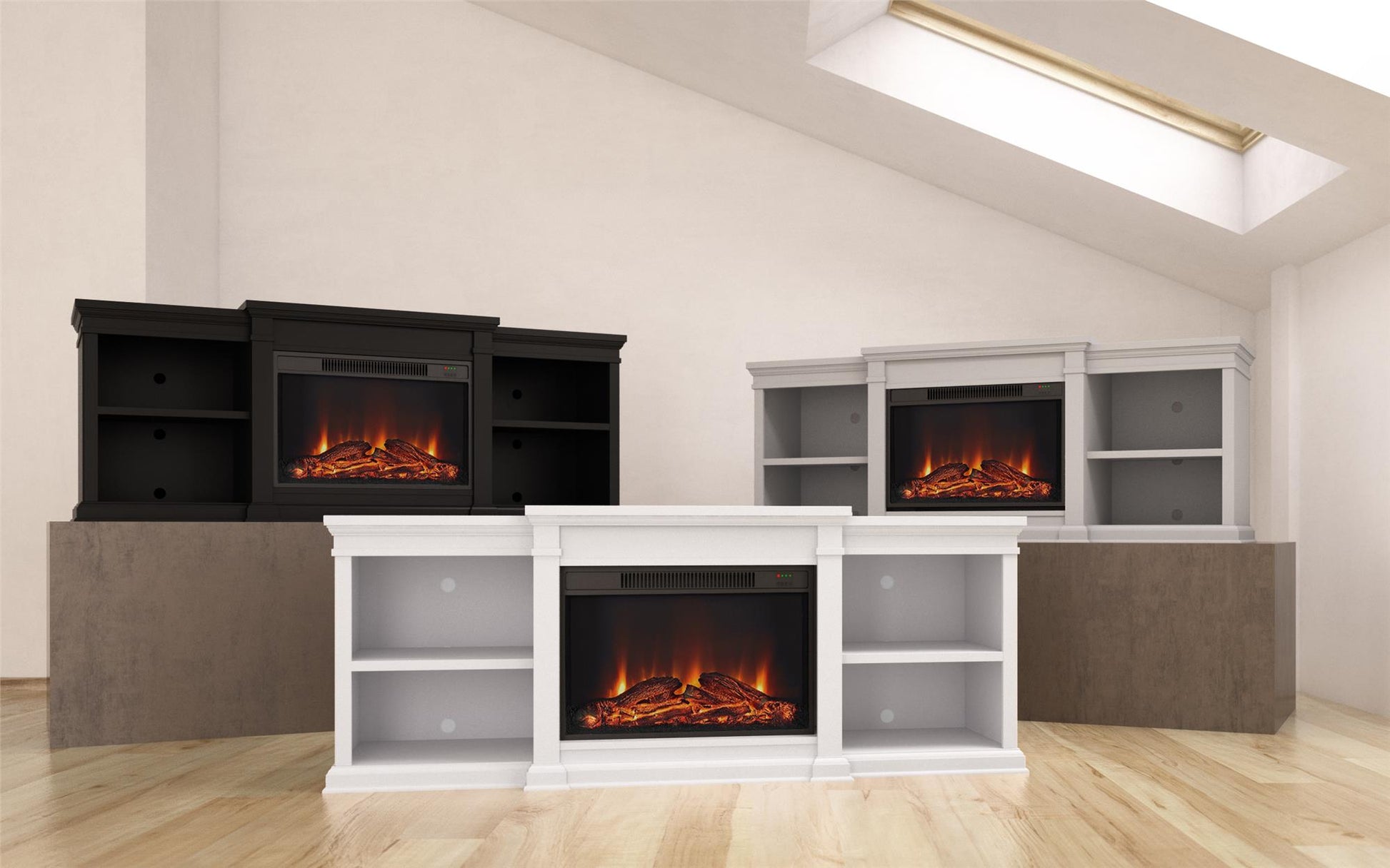 Manchester Electric Fireplace TV Stand for TVs up to 70 Inches - Black