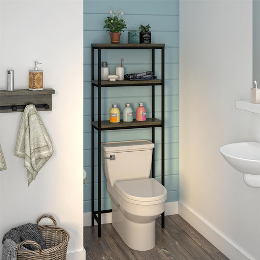 Ashlar Industrial Over the Toilet Open Storage Shelves - Weathered Oak