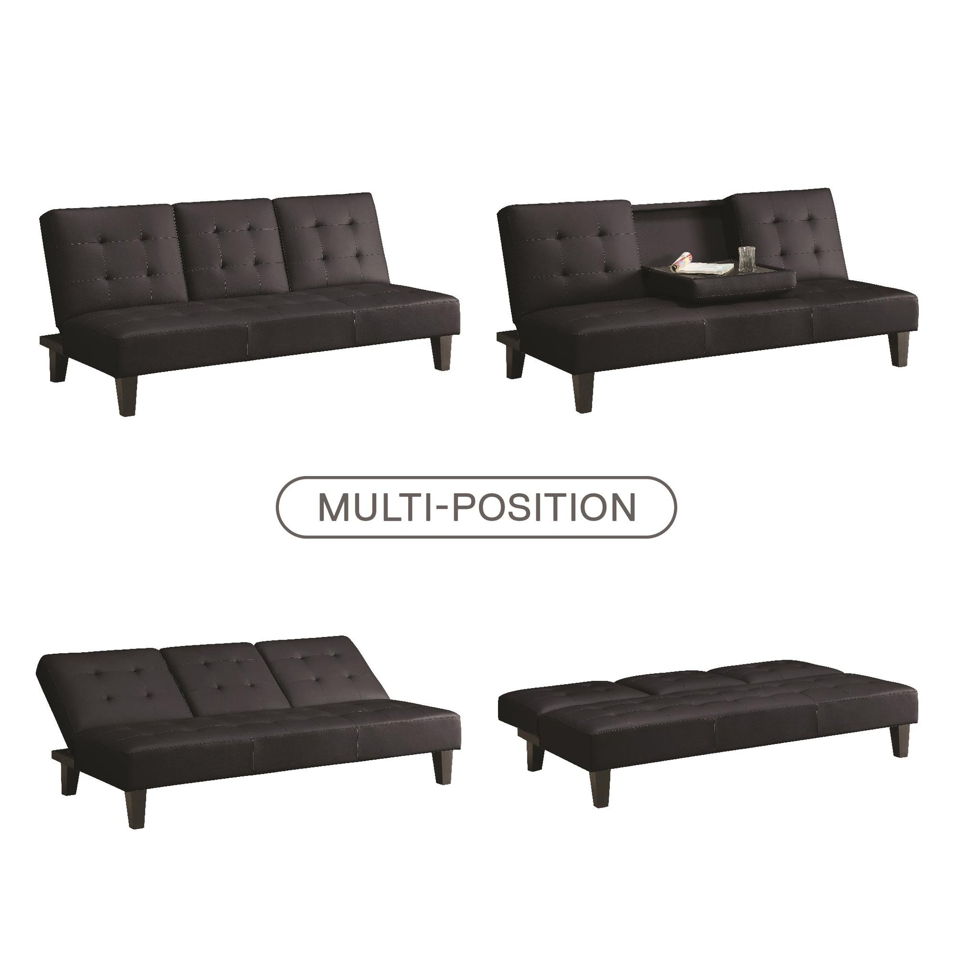 Madison CupHolder Futon - Black