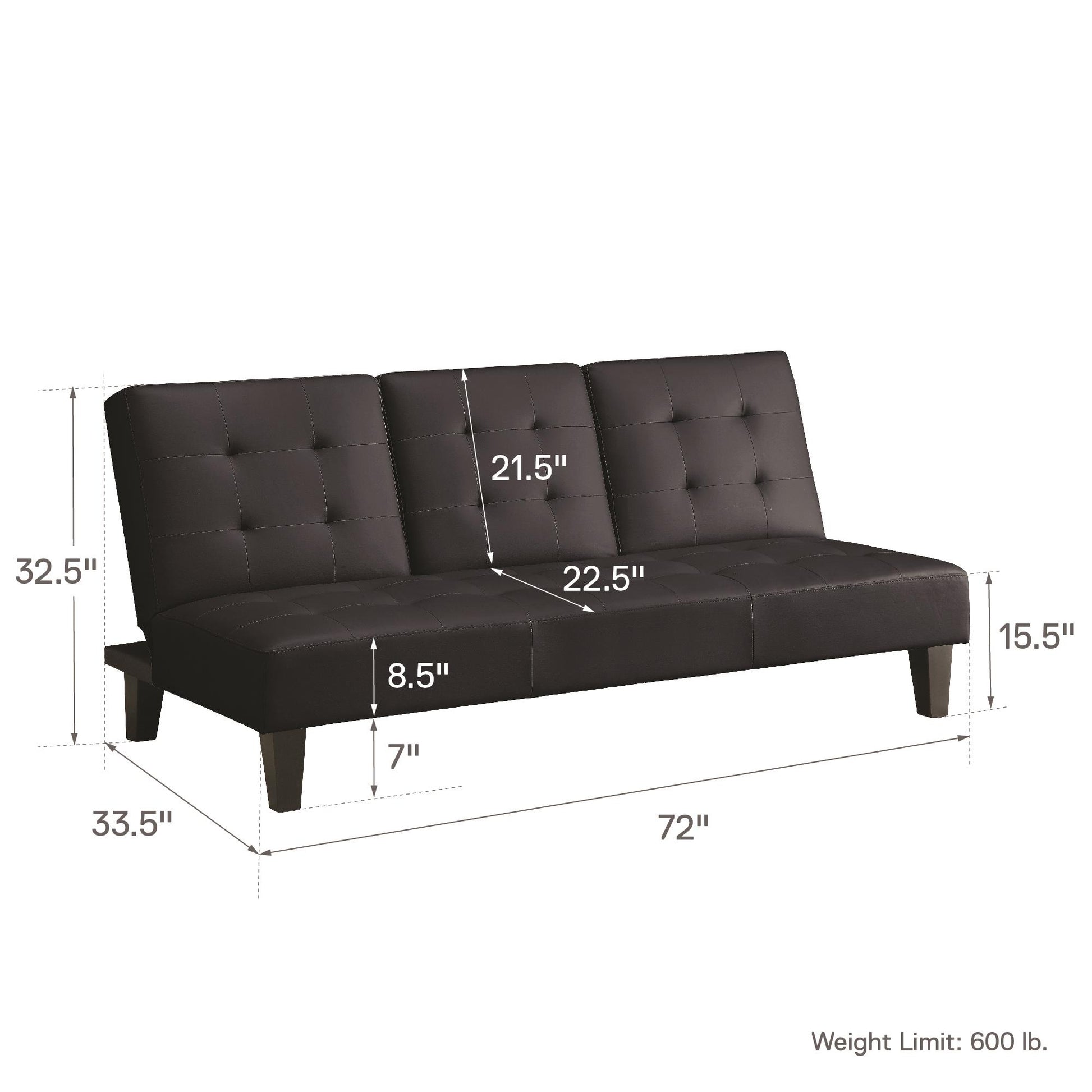 Madison CupHolder Futon - Black