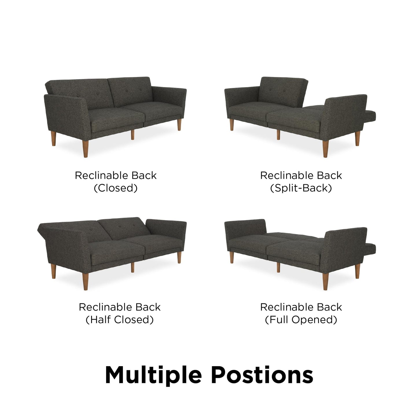Regal Linen Upholstered Futon - Grey Linen
