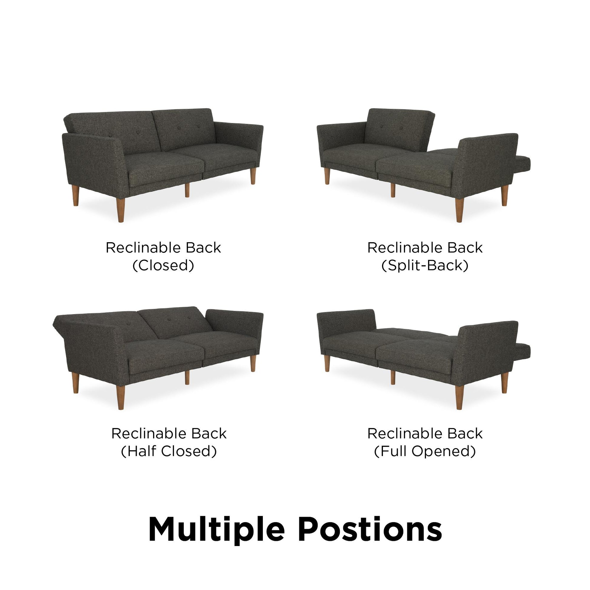 Regal Linen Upholstered Futon - Grey Linen