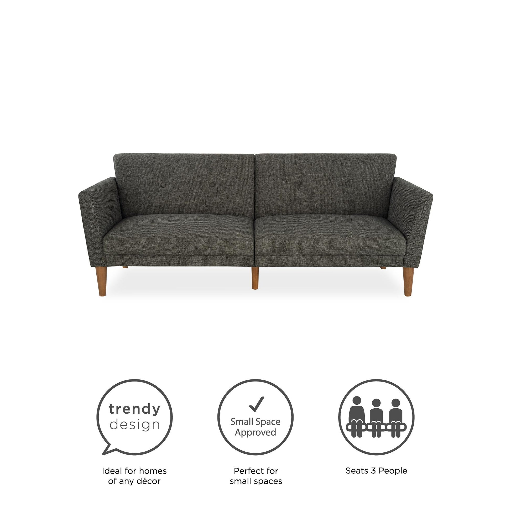 Regal Linen Upholstered Futon - Grey Linen