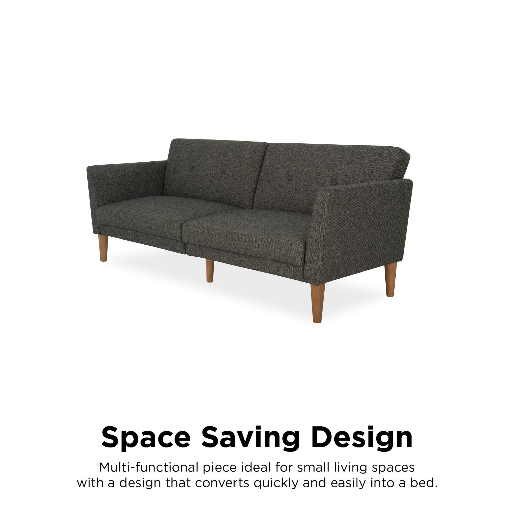 Regal Linen Upholstered Futon - Grey Linen