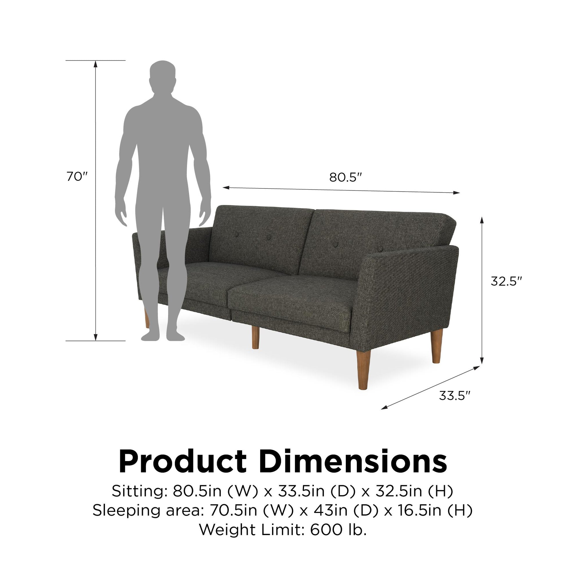 Regal Linen Upholstered Futon - Grey Linen