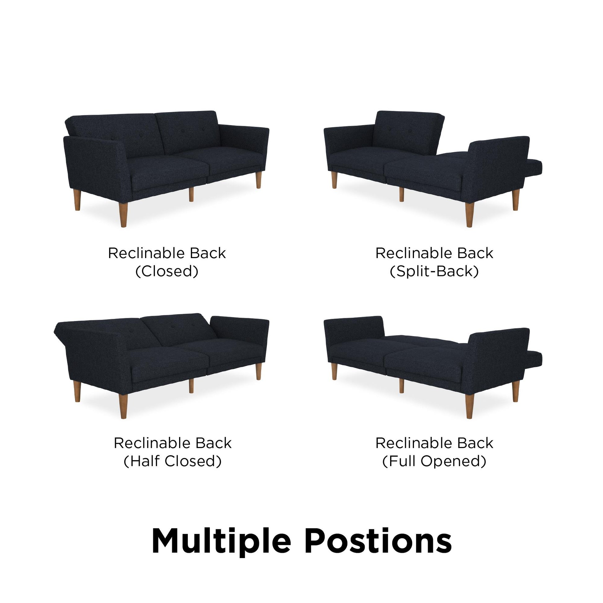 Regal Linen Upholstered Futon - Blue Linen