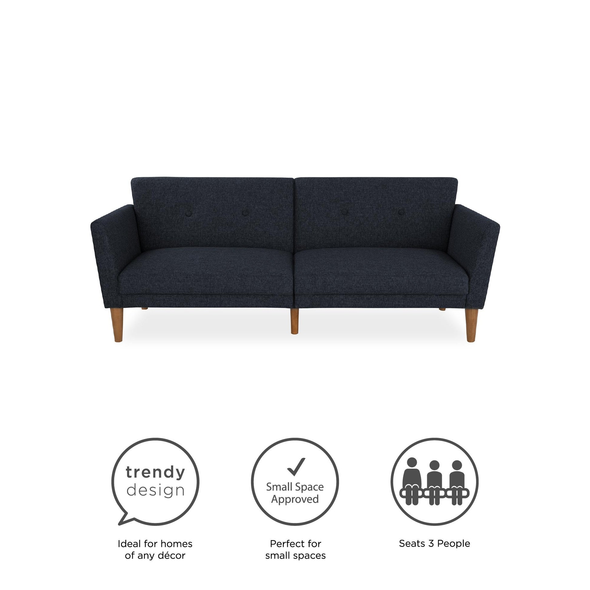 Regal Linen Upholstered Futon - Blue Linen