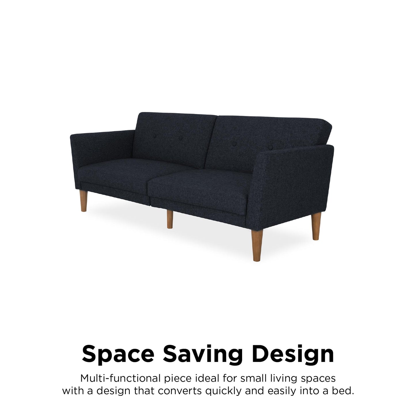 Regal Linen Upholstered Futon - Blue Linen