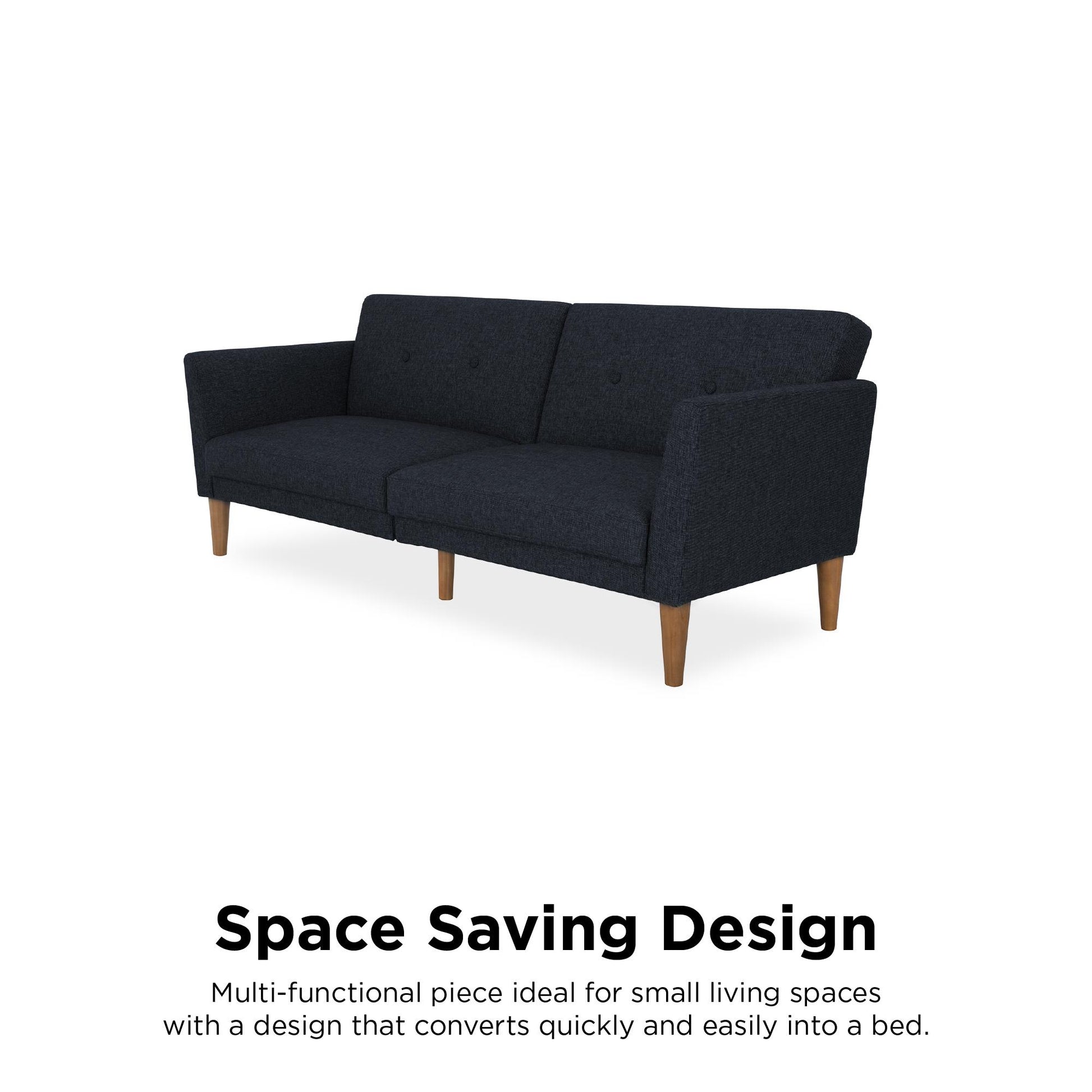Regal Linen Upholstered Futon - Blue Linen