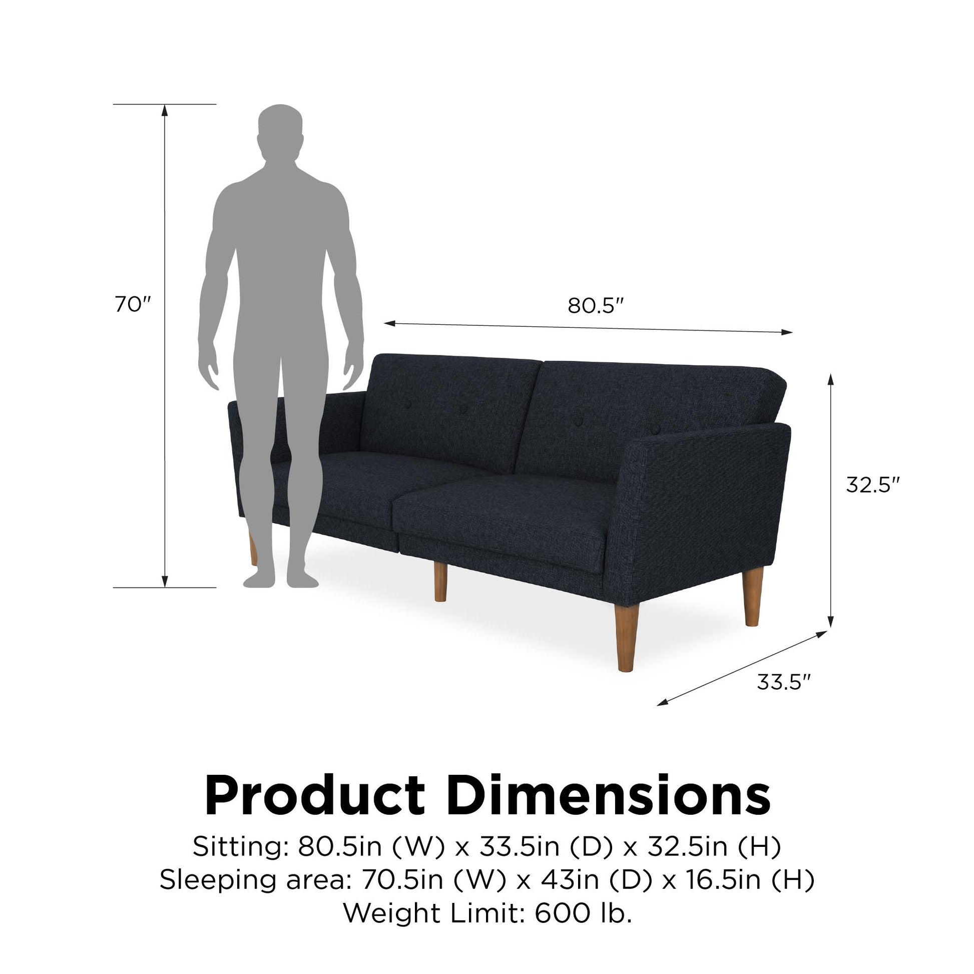 Regal Linen Upholstered Futon - Blue Linen