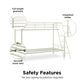 Dusty Twin over Twin Metal Bunk Bed with Slanted Front Ladder and Guardrails - White - Twin-Over-Twin