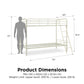 Dusty Twin over Twin Metal Bunk Bed with Slanted Front Ladder and Guardrails - White - Twin-Over-Twin