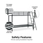 Twin over Twin Metal Bunk Bed with Slanted Front Ladder and Guardrails - Black - Twin-Over-Twin