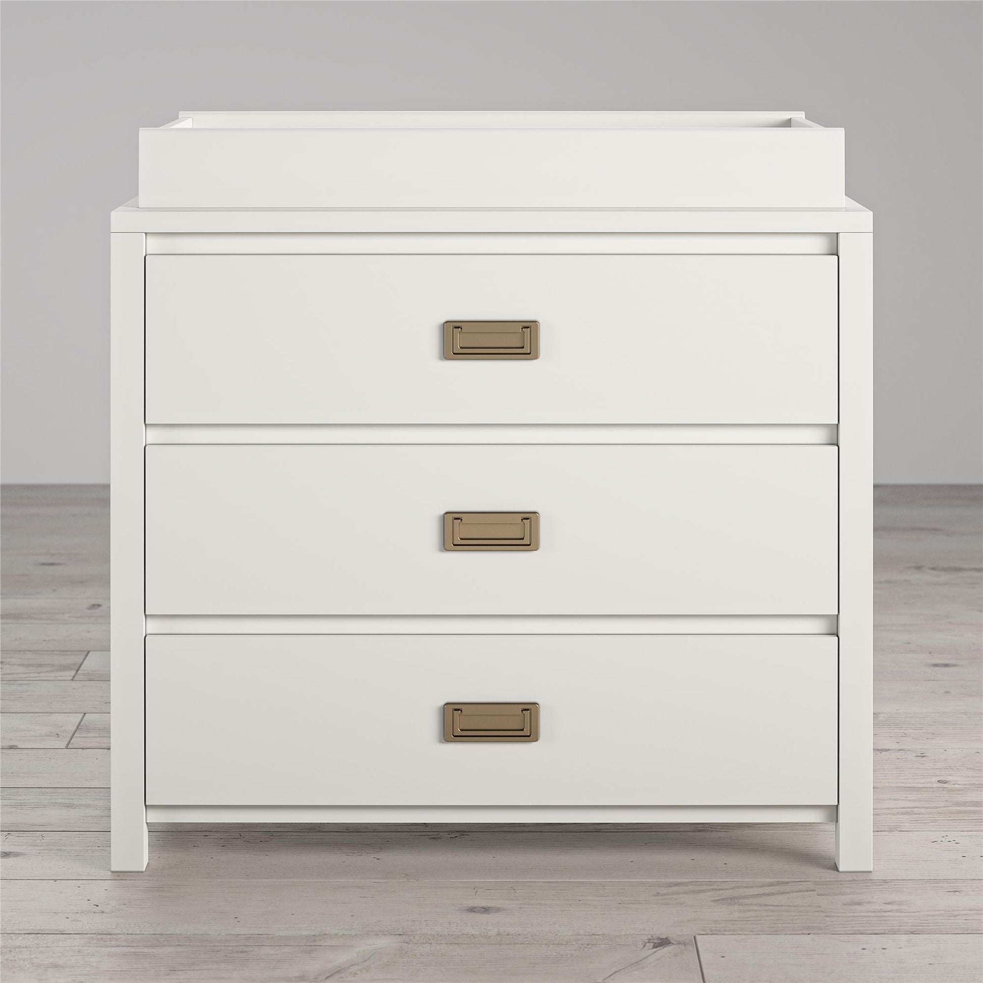 Monarch Hill Haven 3 Drawer Changing Dresser with Gold Drawer Pulls - White