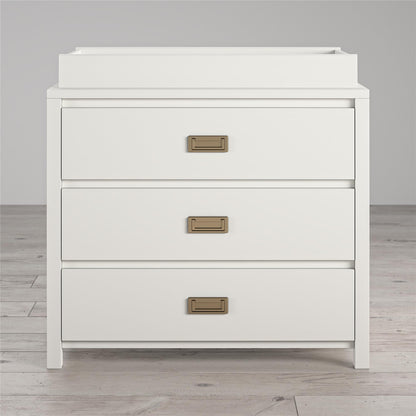 Monarch Hill Haven 3 Drawer Changing Dresser with Gold Drawer Pulls - White