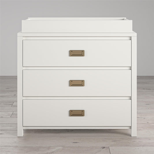 Monarch Hill Haven 3 Drawer Changing Dresser with Gold Drawer Pulls - White