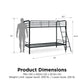 Twin over Twin Metal Bunk Bed with Slanted Front Ladder and Guardrails - Black - Twin-Over-Twin
