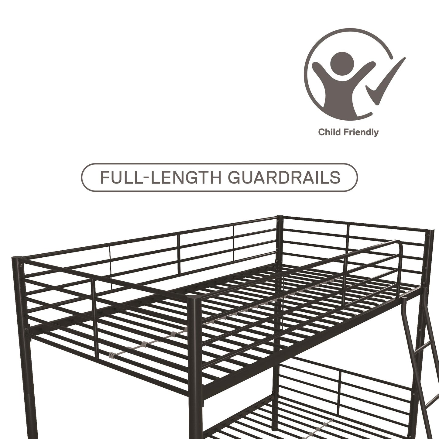 Mainstays Convertible Twin over Twin Metal Bunk Bed, Black - Black - Twin-Over-Twin