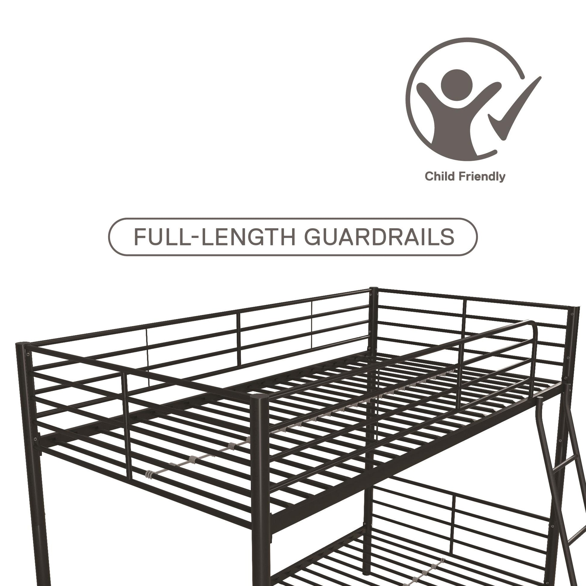 Mainstays Convertible Twin over Twin Metal Bunk Bed, Black - Black - Twin-Over-Twin