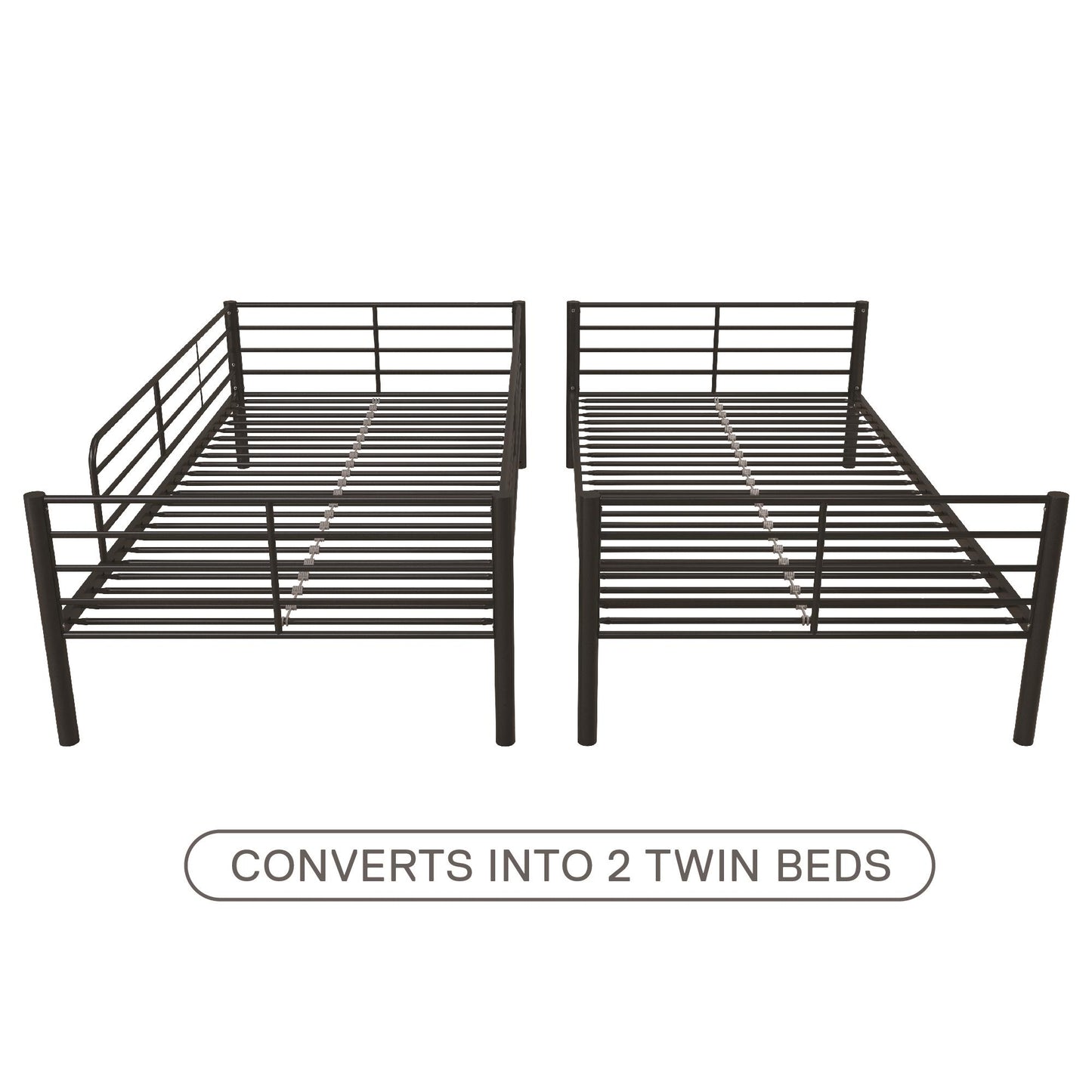 Mainstays Convertible Twin over Twin Metal Bunk Bed, Black - Black - Twin-Over-Twin